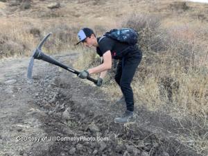 Volunteer Brandon Altbush of  the El Camino Real charter high school mountain bike team. Photo: Jill Connelly